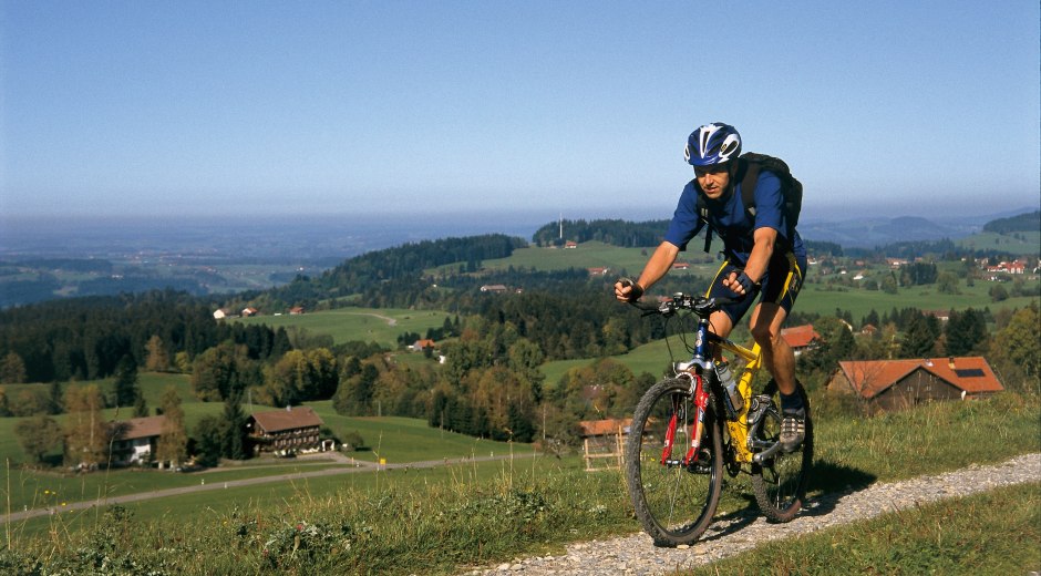 Mountainbiker mit Alpenblick