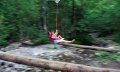 Abenteuerspielplatz mit Seilrutsche über die Hausbachklamm bei Oberreute