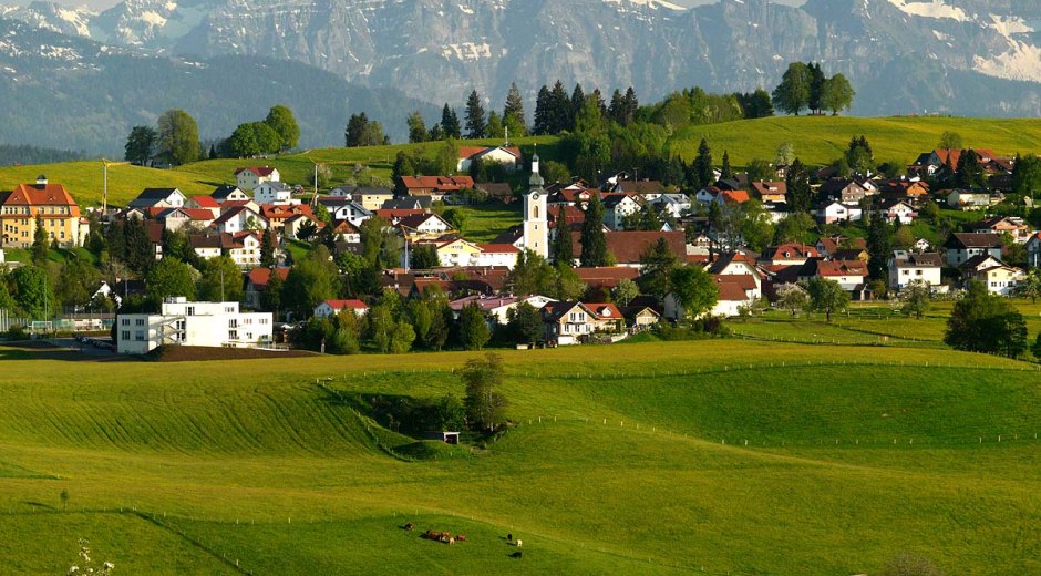 Scheidegg im Allg&auml;u Ortsansicht mit Berge