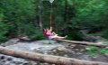 Abenteuerspielplatz mit Seilrutsche &uuml;ber die Hausbachklamm bei Oberreute