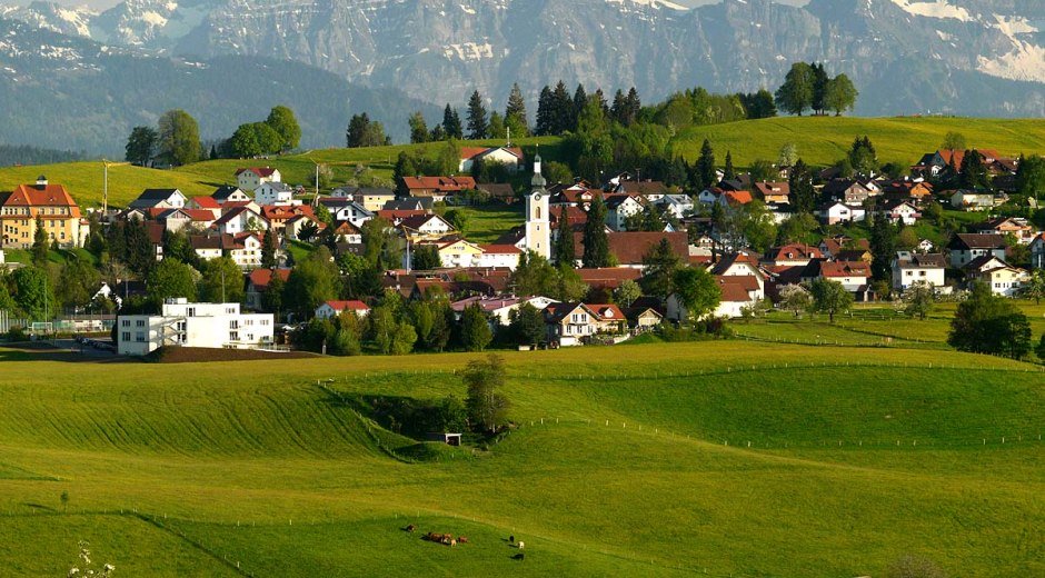 Scheidegg im Allgäu Ortsansicht mit Berge