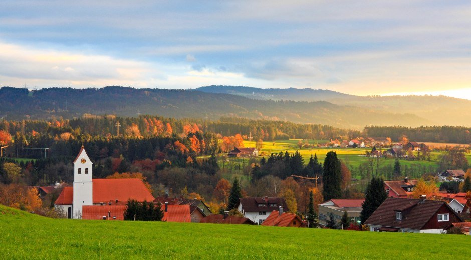 Gemeinde Hergatz im Westallgäu Wohmbrechts Sonnenuntergang